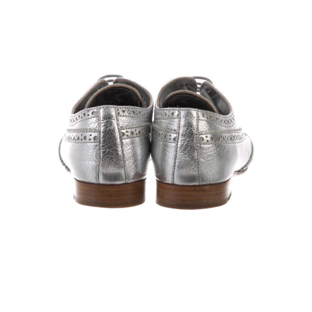 ❌sold❌Prada metallic silver leather oxfords flats 36.5 - Picture 5 of 7